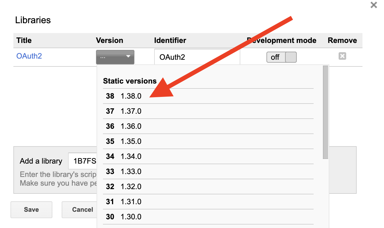 Select Latest Library Version - Best to select the latest version which will be at the top of the list