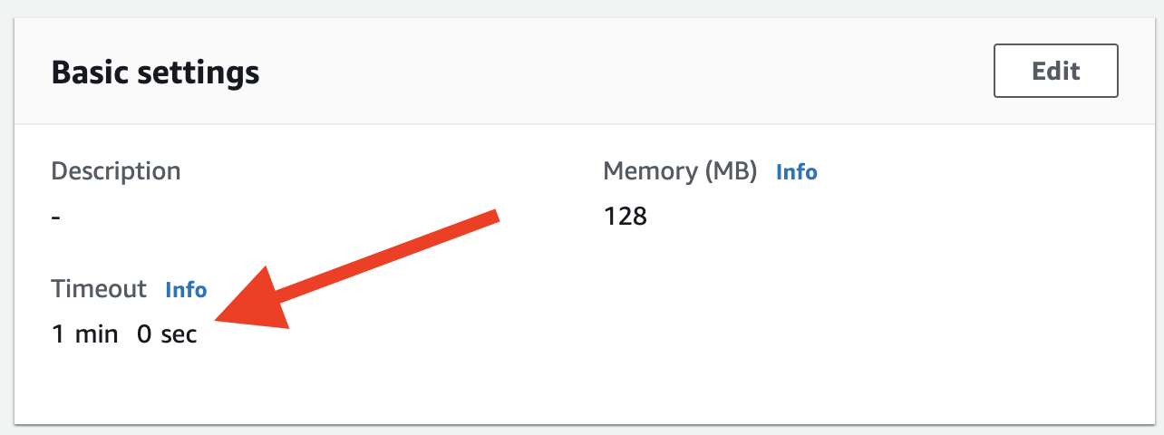 Increase your timeout setting for your Lambda function if it’s not working