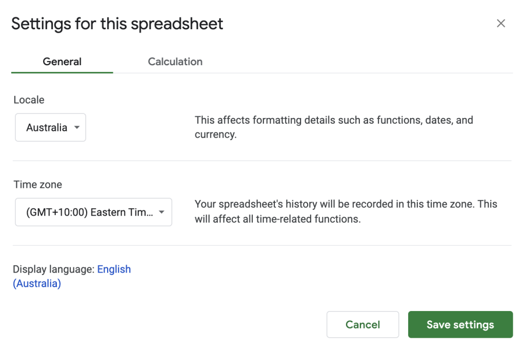 Setting the right locale can help with date data being imported into the spreadsheet