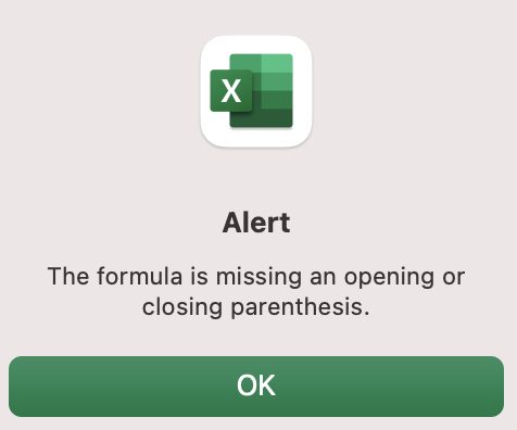 Check to make sure your SUM formula contains the right closing parentheses