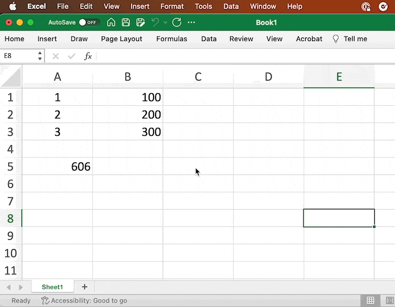 To see all the cells being referenced in a SUM formula, use Trace Precedents feature