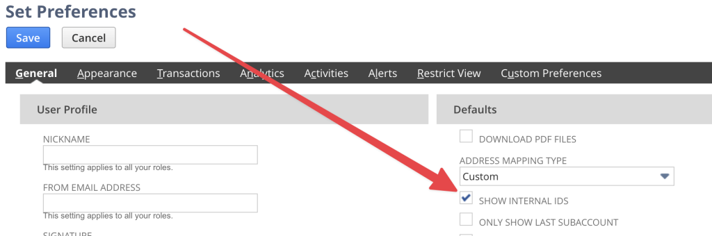 Check your Preferences to see if you can view Internal ID’s on Netsuite forms