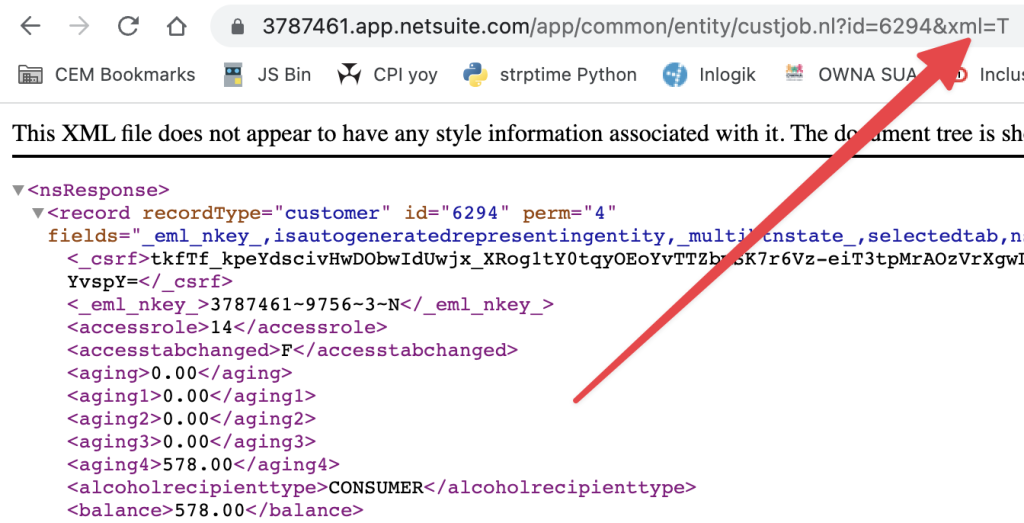Finding the field ID by inspecting the XML view of the record