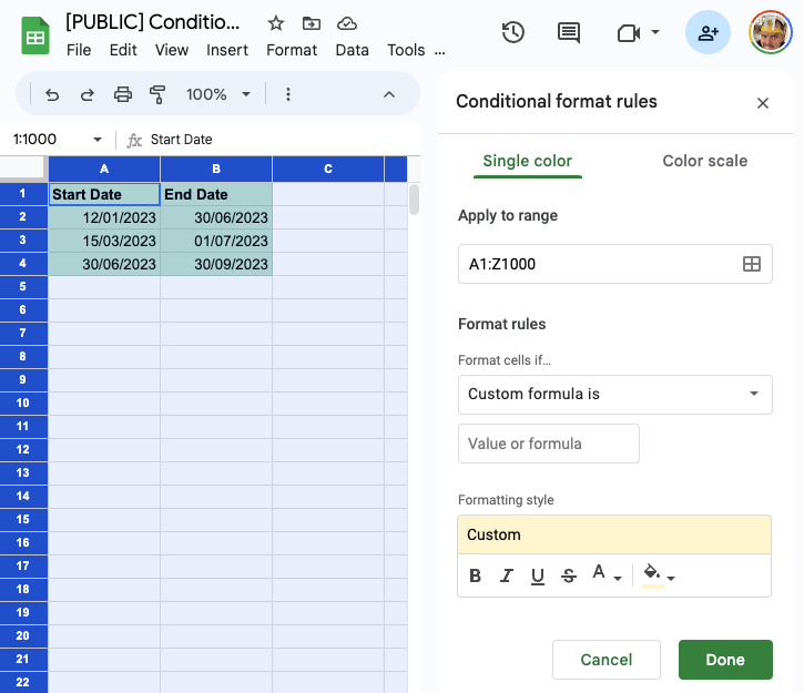 When using INDIRECT("RC", FALSE) in a Custom Formula it will iterate over each cell in the range selected