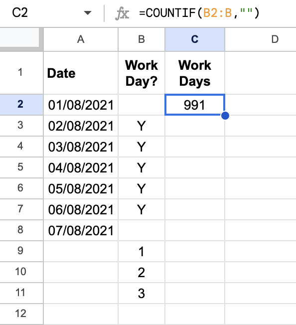 Counting just the blank cells in a range