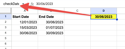 Create a cell for your date value